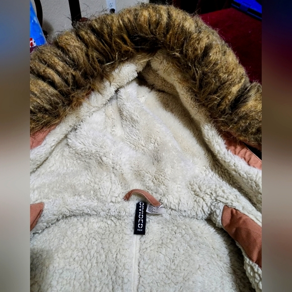 H&M Divided Women's Sherpa line Puffer Hoodie Jacket / coat Dusty rose color - Picture 7 of 11